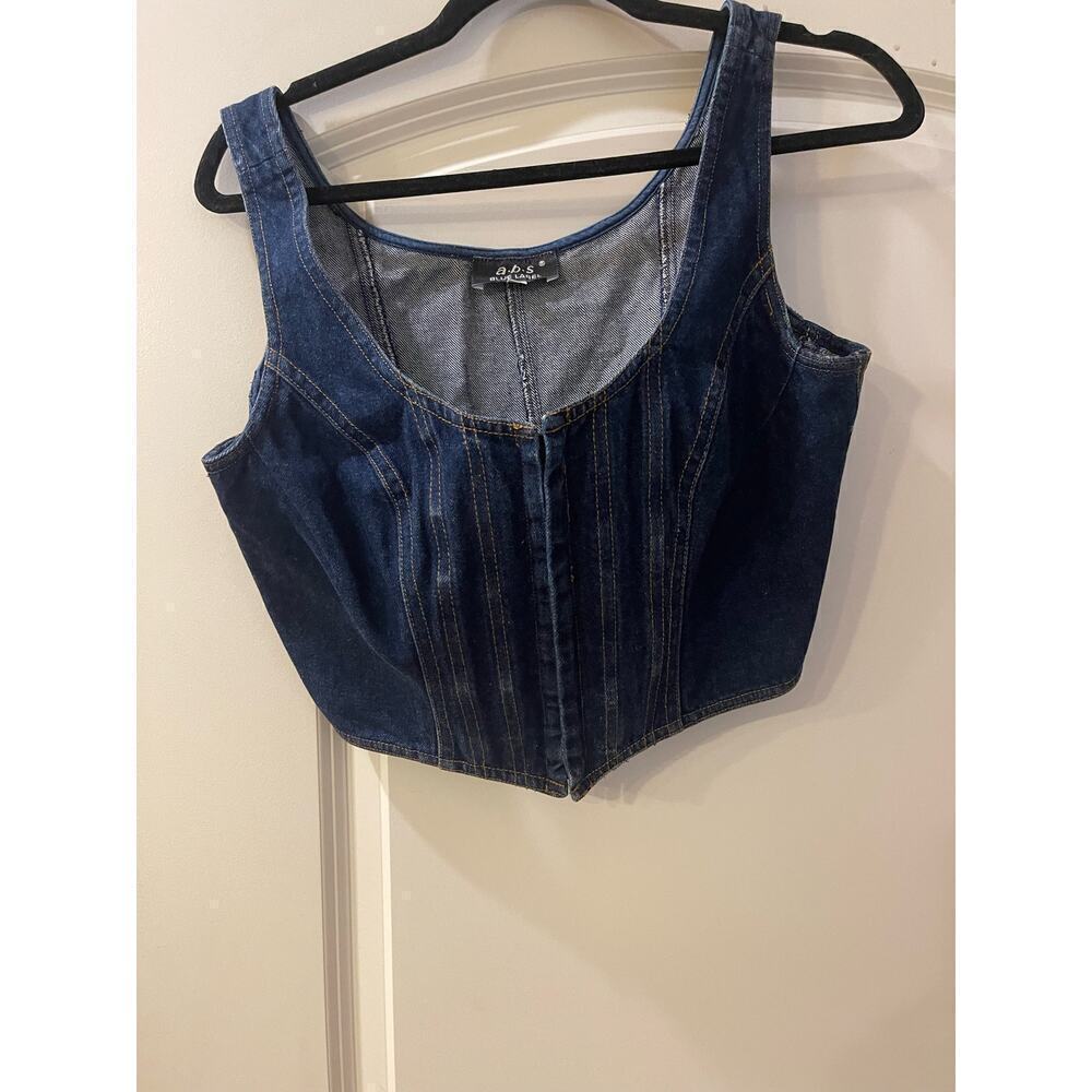 ABS denim vest, hook, and eye closure in the front  size 12